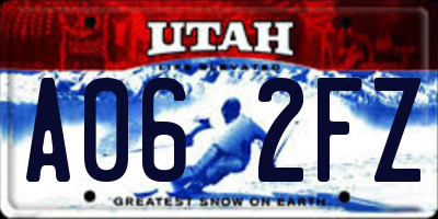 UT license plate A062FZ