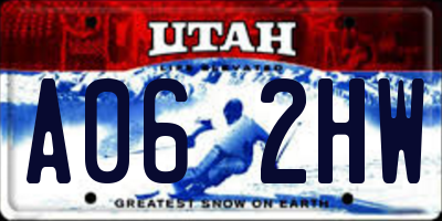 UT license plate A062HW