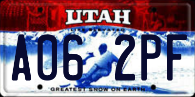 UT license plate A062PF