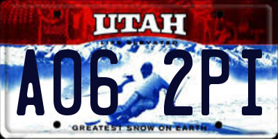 UT license plate A062PI