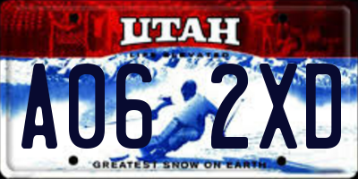 UT license plate A062XD