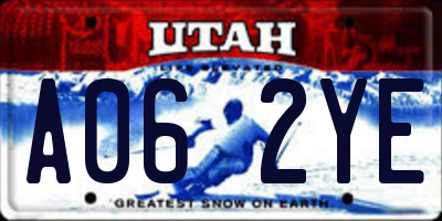 UT license plate A062YE
