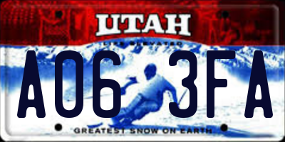 UT license plate A063FA