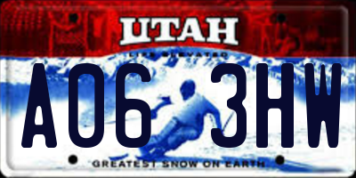 UT license plate A063HW