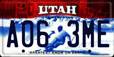 UT license plate A063ME