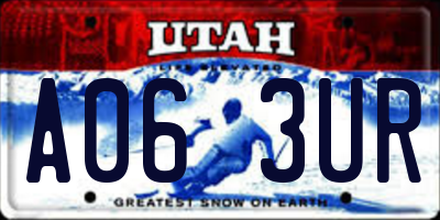 UT license plate A063UR