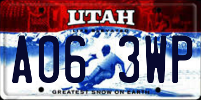 UT license plate A063WP