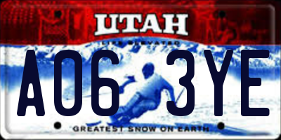 UT license plate A063YE