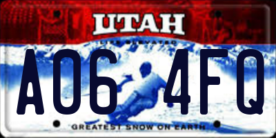UT license plate A064FQ