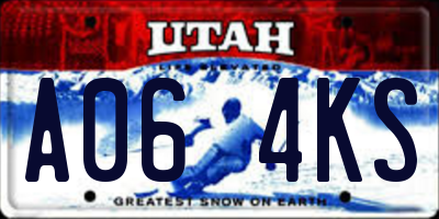 UT license plate A064KS