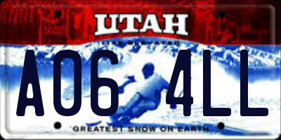 UT license plate A064LL