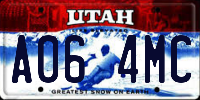 UT license plate A064MC