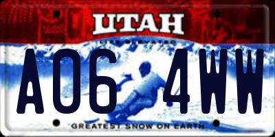 UT license plate A064WW