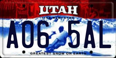 UT license plate A065AL