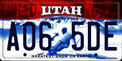 UT license plate A065DE