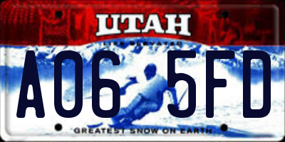 UT license plate A065FD