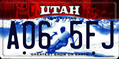 UT license plate A065FJ