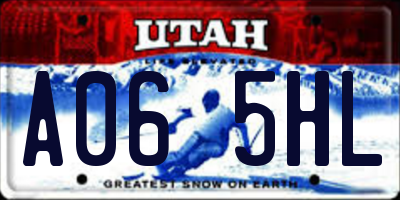 UT license plate A065HL