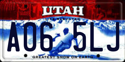 UT license plate A065LJ