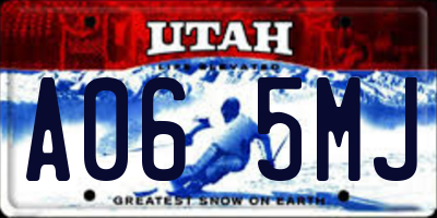 UT license plate A065MJ