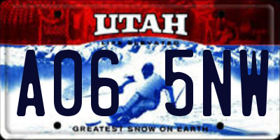 UT license plate A065NW