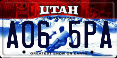 UT license plate A065PA