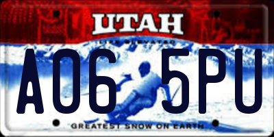 UT license plate A065PU