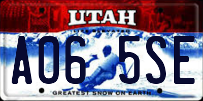 UT license plate A065SE