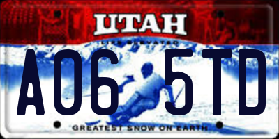 UT license plate A065TD