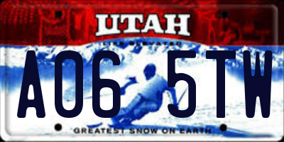UT license plate A065TW