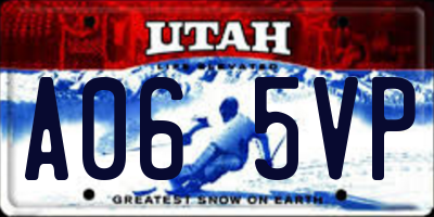 UT license plate A065VP