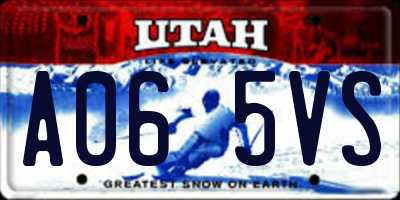 UT license plate A065VS