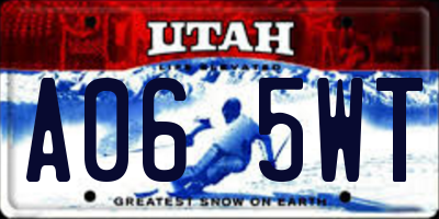 UT license plate A065WT