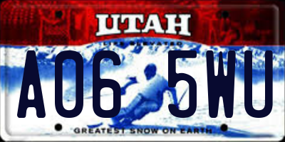 UT license plate A065WU