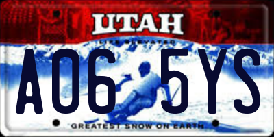 UT license plate A065YS