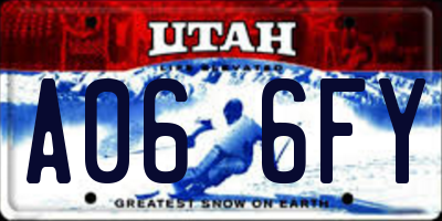 UT license plate A066FY