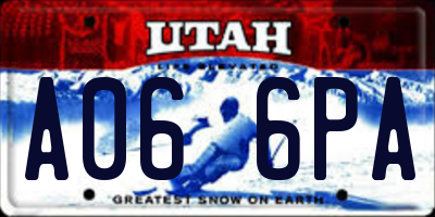 UT license plate A066PA