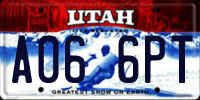 UT license plate A066PT
