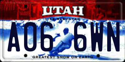 UT license plate A066WN