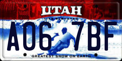 UT license plate A067BF