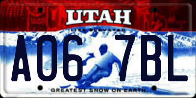 UT license plate A067BL