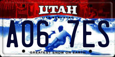 UT license plate A067ES