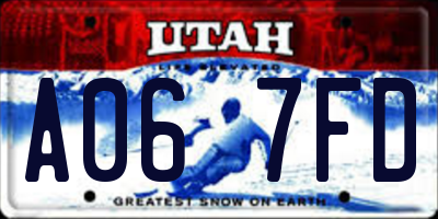 UT license plate A067FD