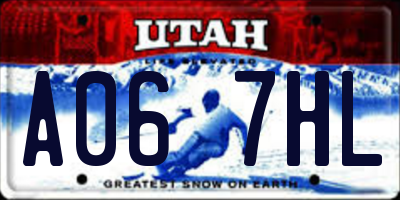 UT license plate A067HL