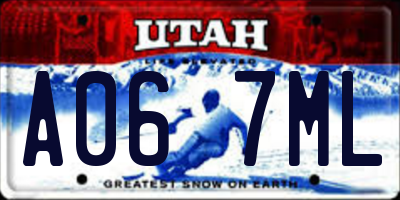 UT license plate A067ML