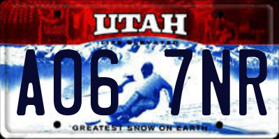 UT license plate A067NR