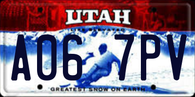 UT license plate A067PV