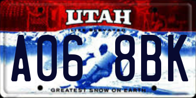 UT license plate A068BK