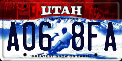 UT license plate A068FA