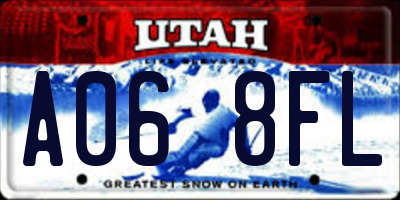 UT license plate A068FL